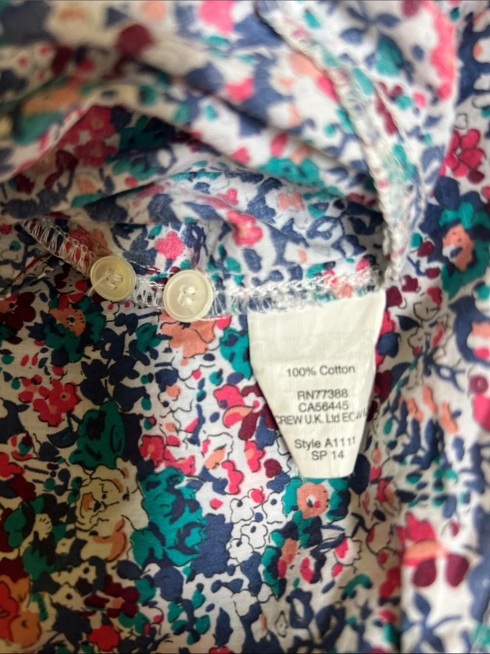 J. Crew Liberty Arts Fabric Isborella Floral 100% Cotton Shirt - sz 4